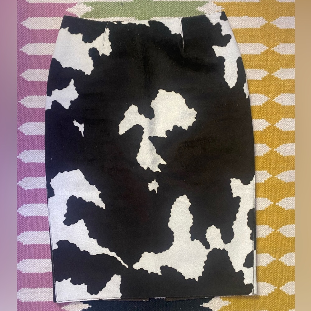 Leather cow print pencil skirt - vintage!